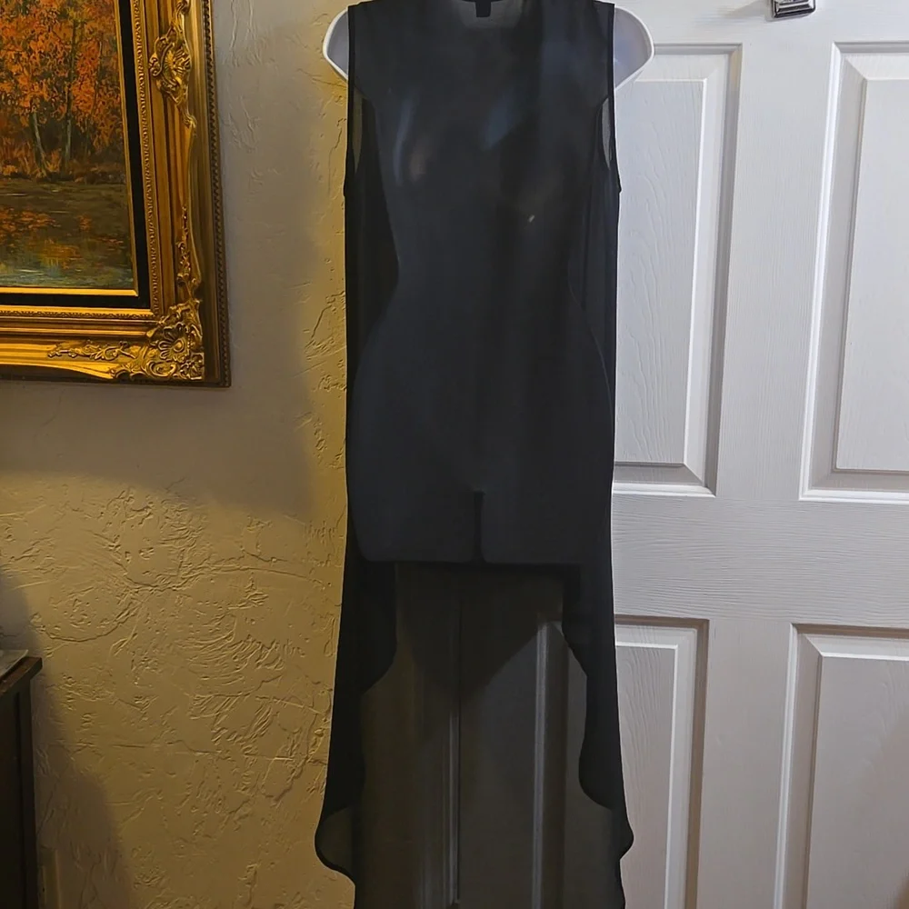 Forever 21 Sheer Black Long Tunic Vest/Top - Picture 5 of 7